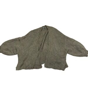 TEMPO PARIS Oversized Knit Open Cardigan Sweater Women's S/M Tan Balloon Sleeve